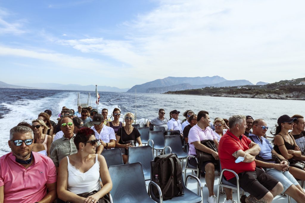 Taking a ferry in Amalfi coast