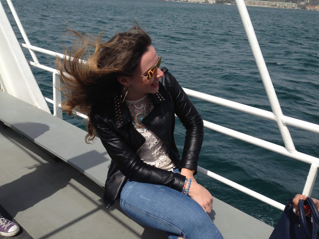 Livia Canonica on a boat in Istanbul