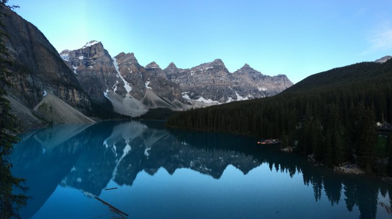 Morning view of Moraine Lake in Canada