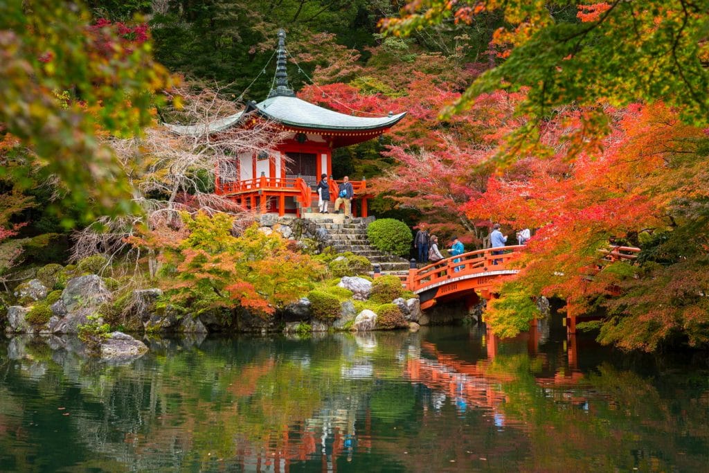 Daigo-ji temple with colorful maple trees in autumn, Kyoto, Japan.