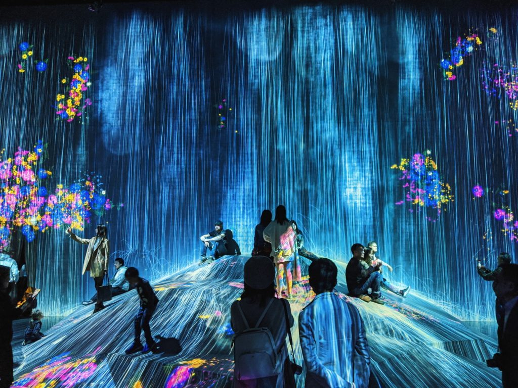 TeamLab Borderless is a popular museum with colorful, futuristic digital art installations and famous photo motifs in Tokyo, Japan.