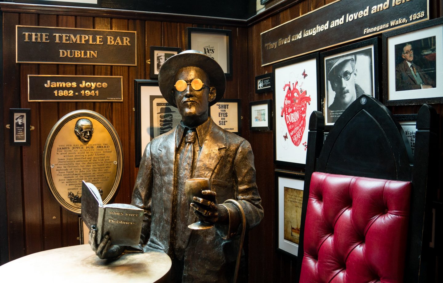 A statue of Irish writer James Joyce sits in the temple bar in Dublin Ireland