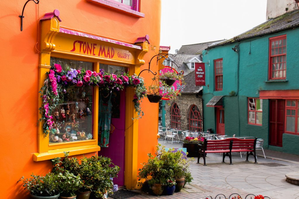 Discover beautiful traditional colorful Irish houses in the streets in Kinsale in Ireland