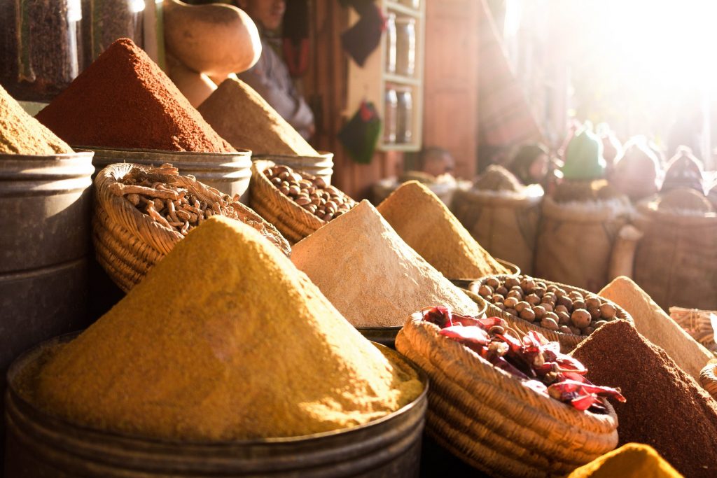 Smell the different spices in the magical markets of Marrakech