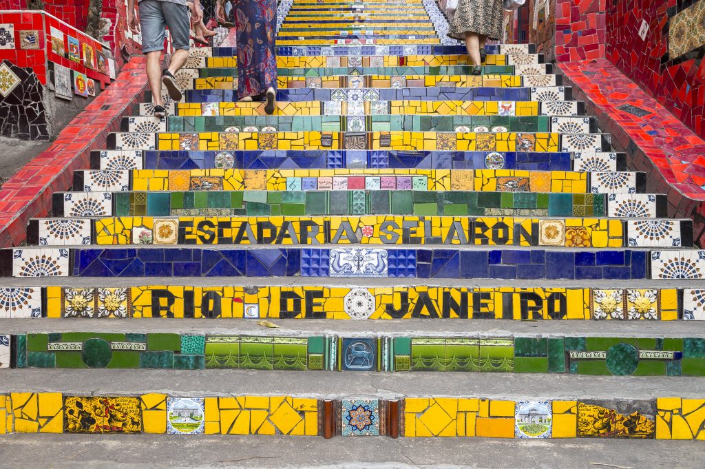 Selaron's Stairs, a mosaic tile stairway in Rio de Janeiro, Brazil