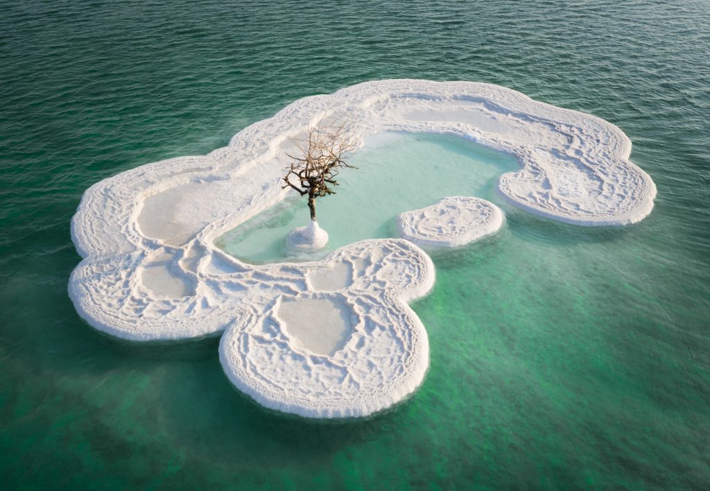A beautiful and unique island off the shores of the Dead Sea, formed out of salt formations, Israel
