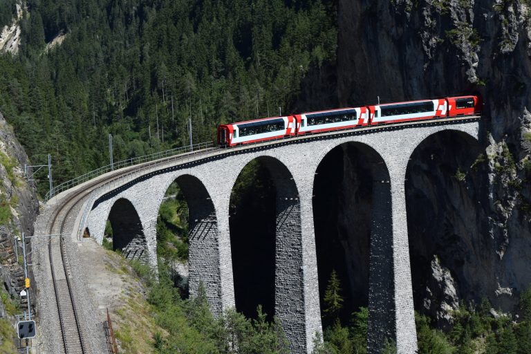 The Glacier Express on the Landwasser Viaduct near Filisur