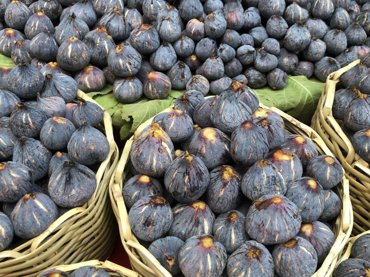 A basket of figs at the souk in Fez, Morocco.