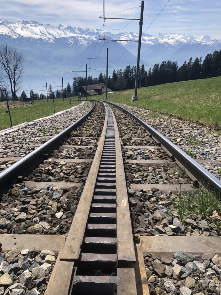 The cogwheel train takes you from Vitznau directly to Rigi Kulm.