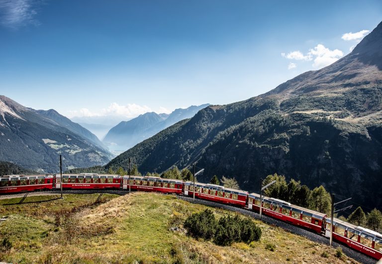 The Bernina Express is a ride from glaciers to the palms in Switzerland