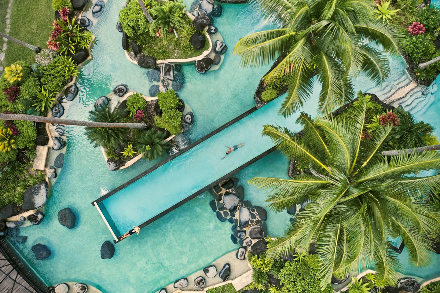 Como Laucala aerial view of tropical pool side