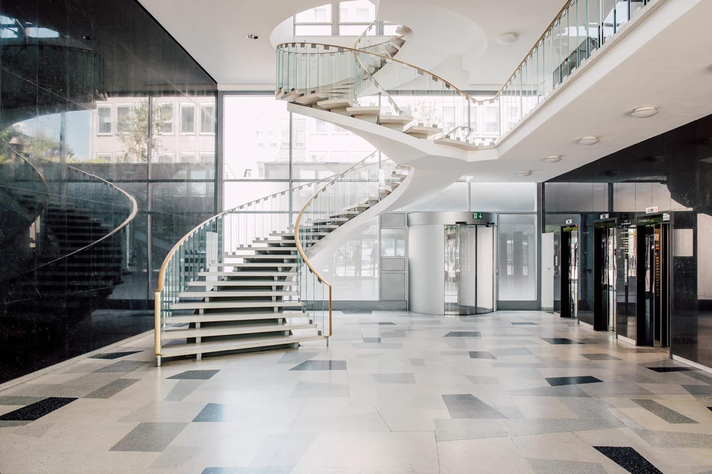 staircase leading to office entrance