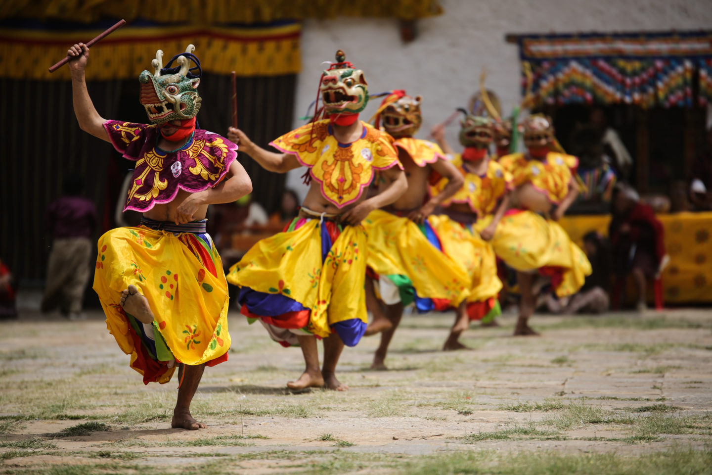 Traditional dance and colors of festival in Bhutan
