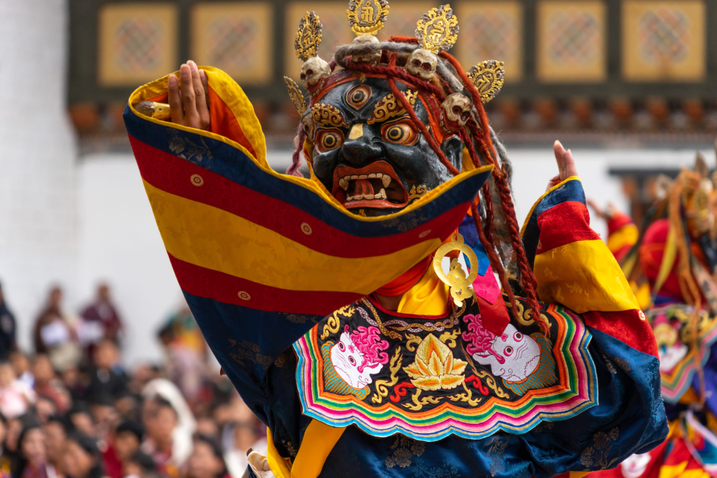 Masked dance during festival in Bhutan