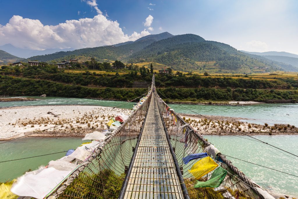 Punakha Suspension Bridge in Bhutan