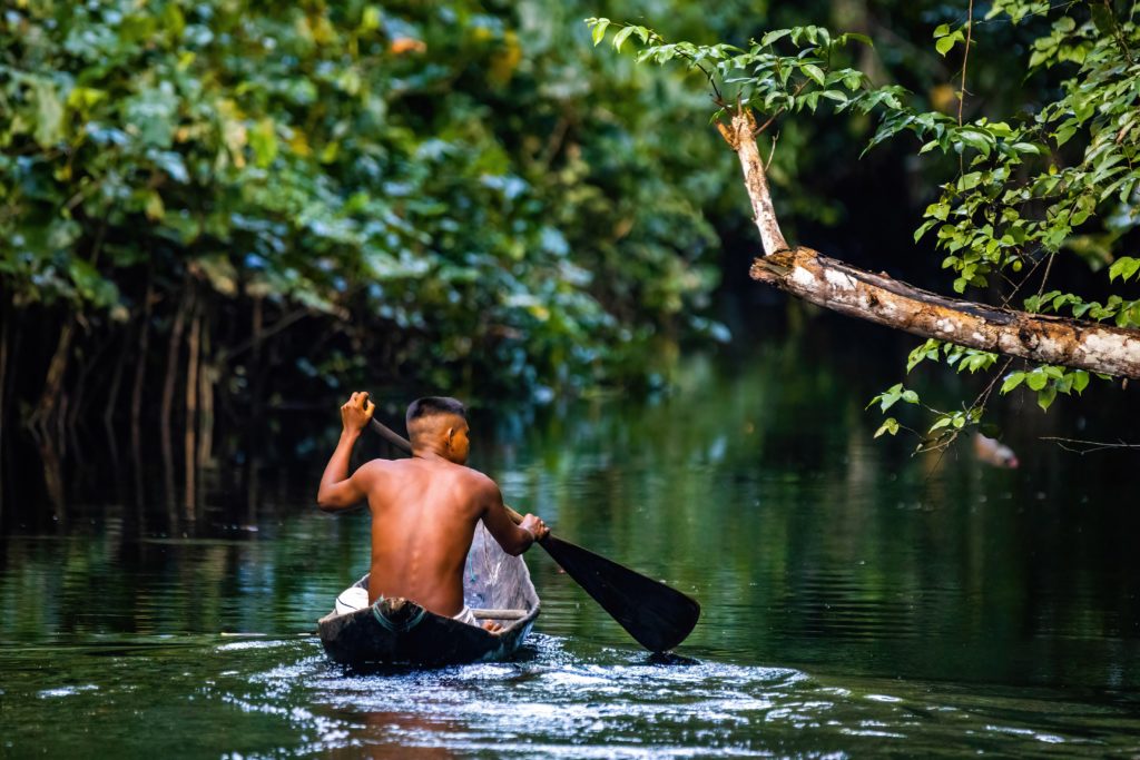 Indigenous tribes in the amazon rainforest in Ecuador