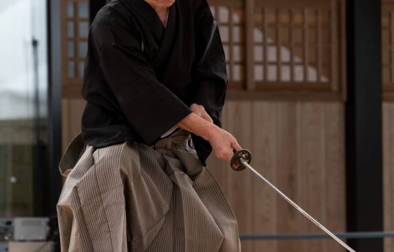 demonstration of japanese martial arts with Japanese sword