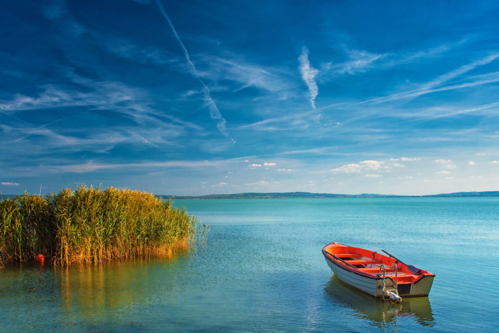 The sparkling waters of Lake Balaton on a sunny day.