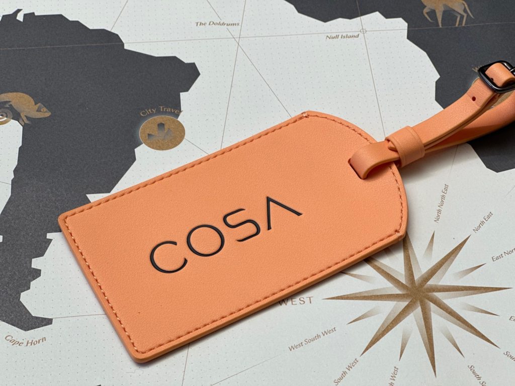 cosa map with luggage tag