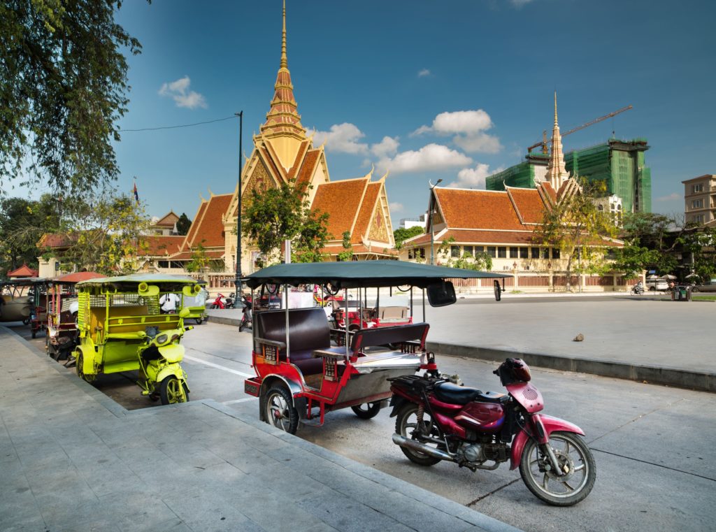 Tuk Tuk Taxi in the capital Phnom Penh in Cambodia.