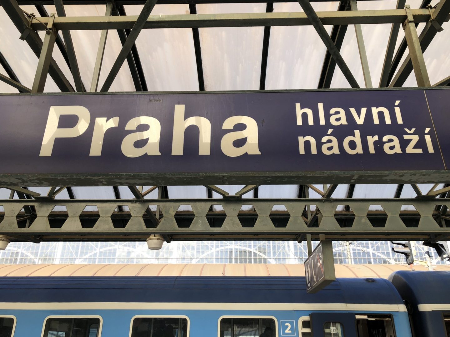 Prague station sign