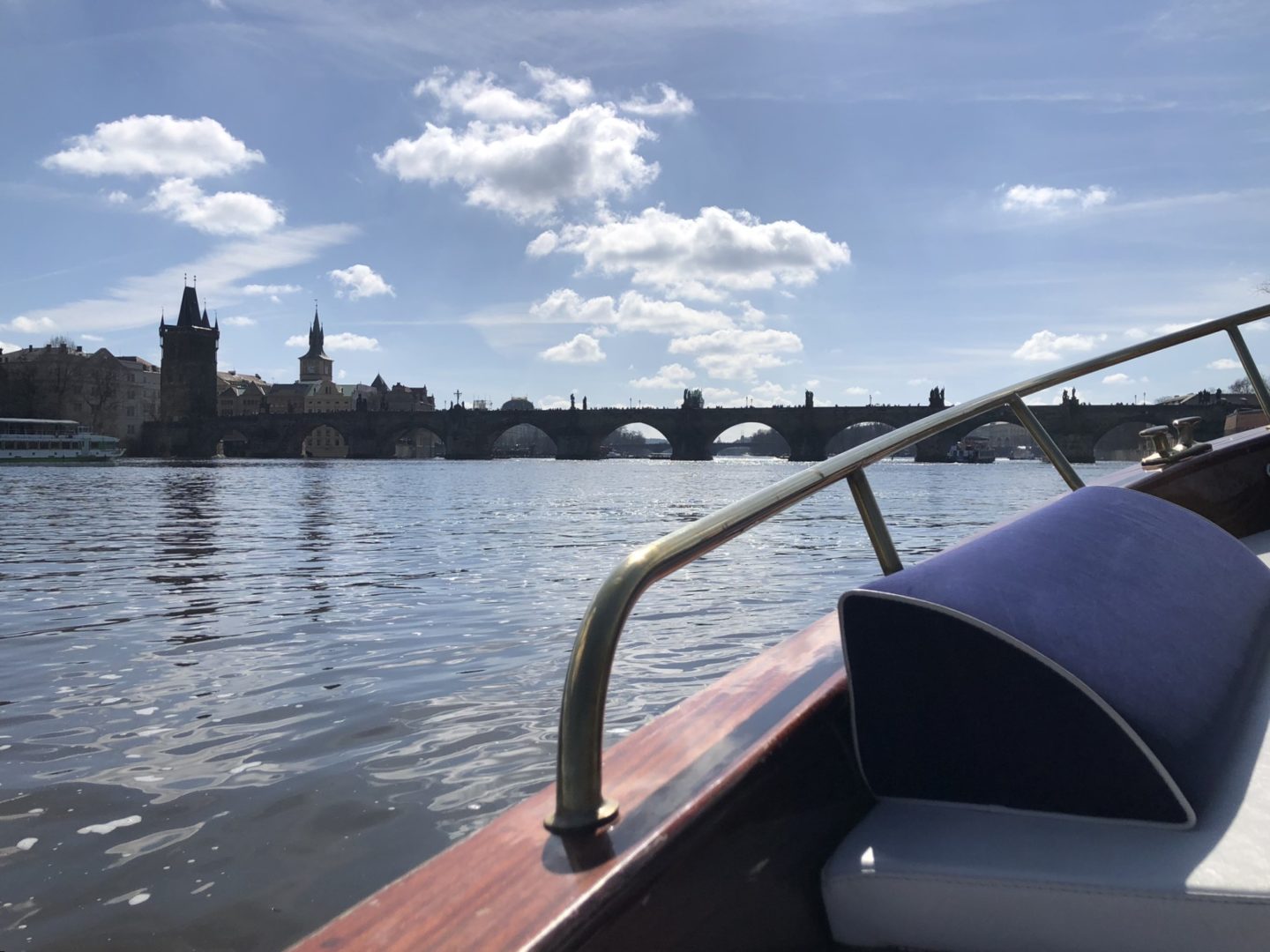 View of Charles Bridge fro the river boat