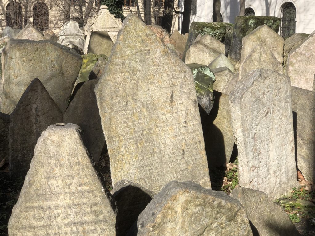 Old headstones in the Jewish cemetery of Prague