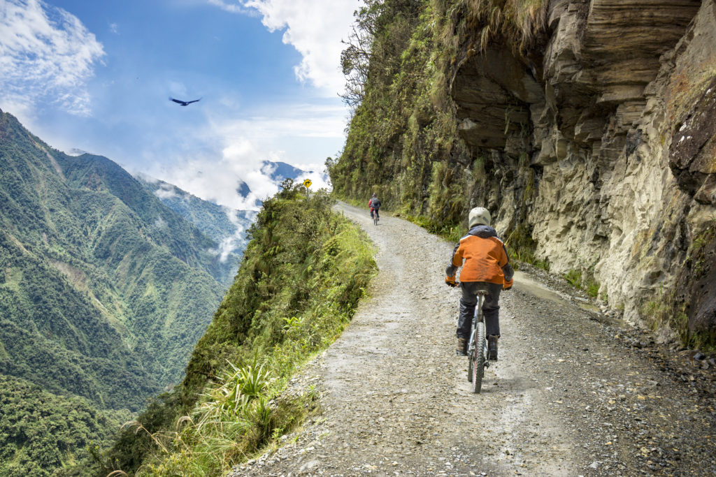 The dramatic and scenic “World's Most Dangerous Road,” locally known as “The Death Road” can be found in Bolivia