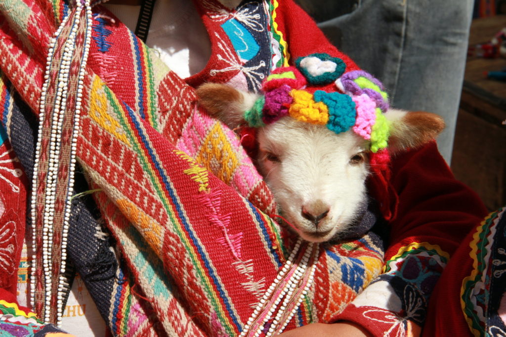 Women in Peru wear traditional attire called pollera