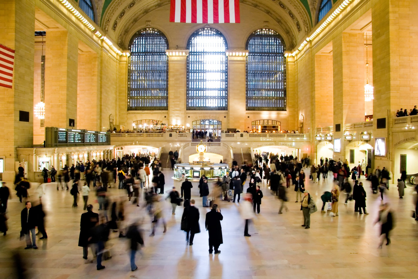 Interior of crowded Grand Central Terminal in New York