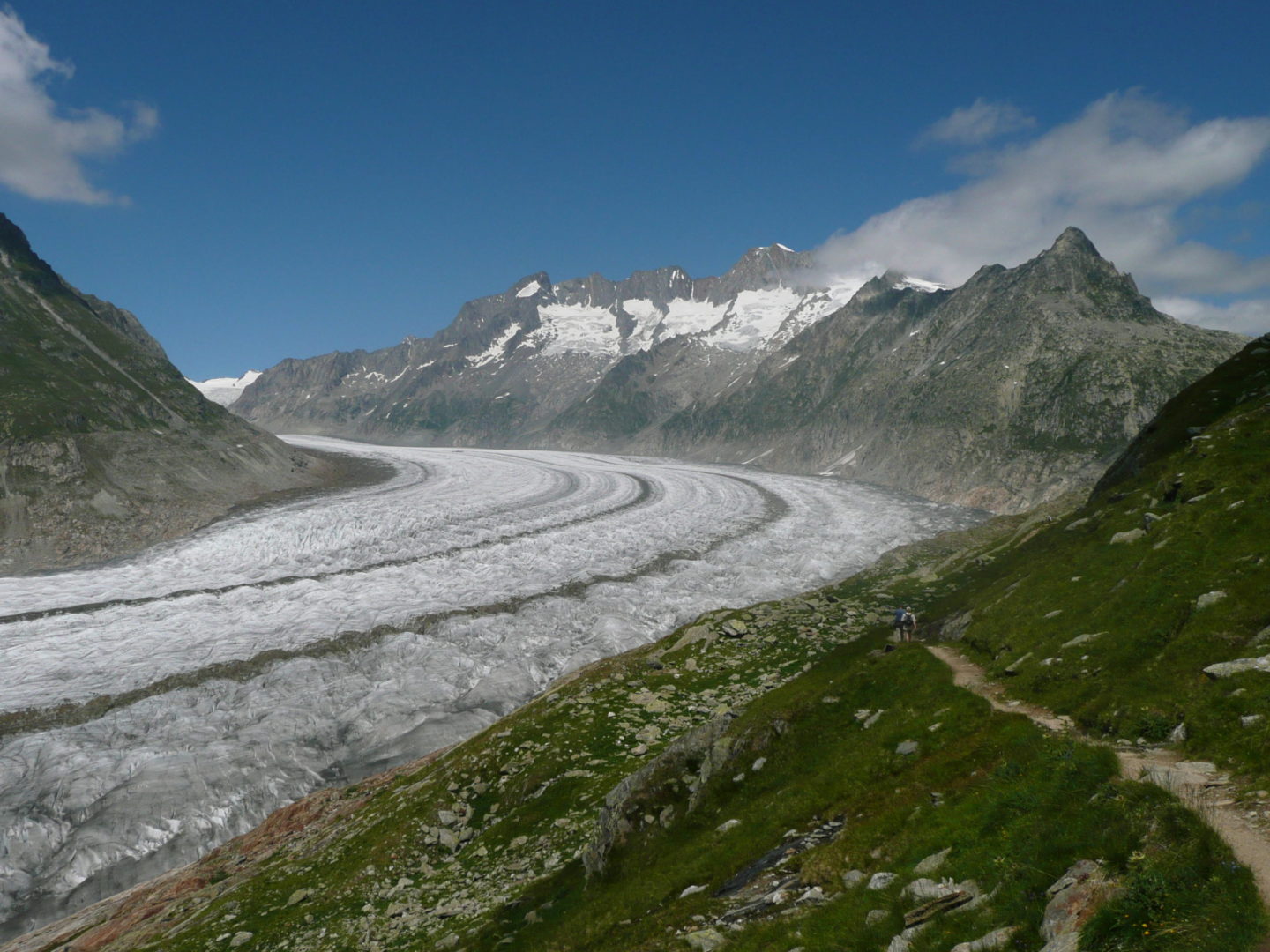 Expansive panorama capturing the Aletsch Glacier from Eggishorn in Switzerland.