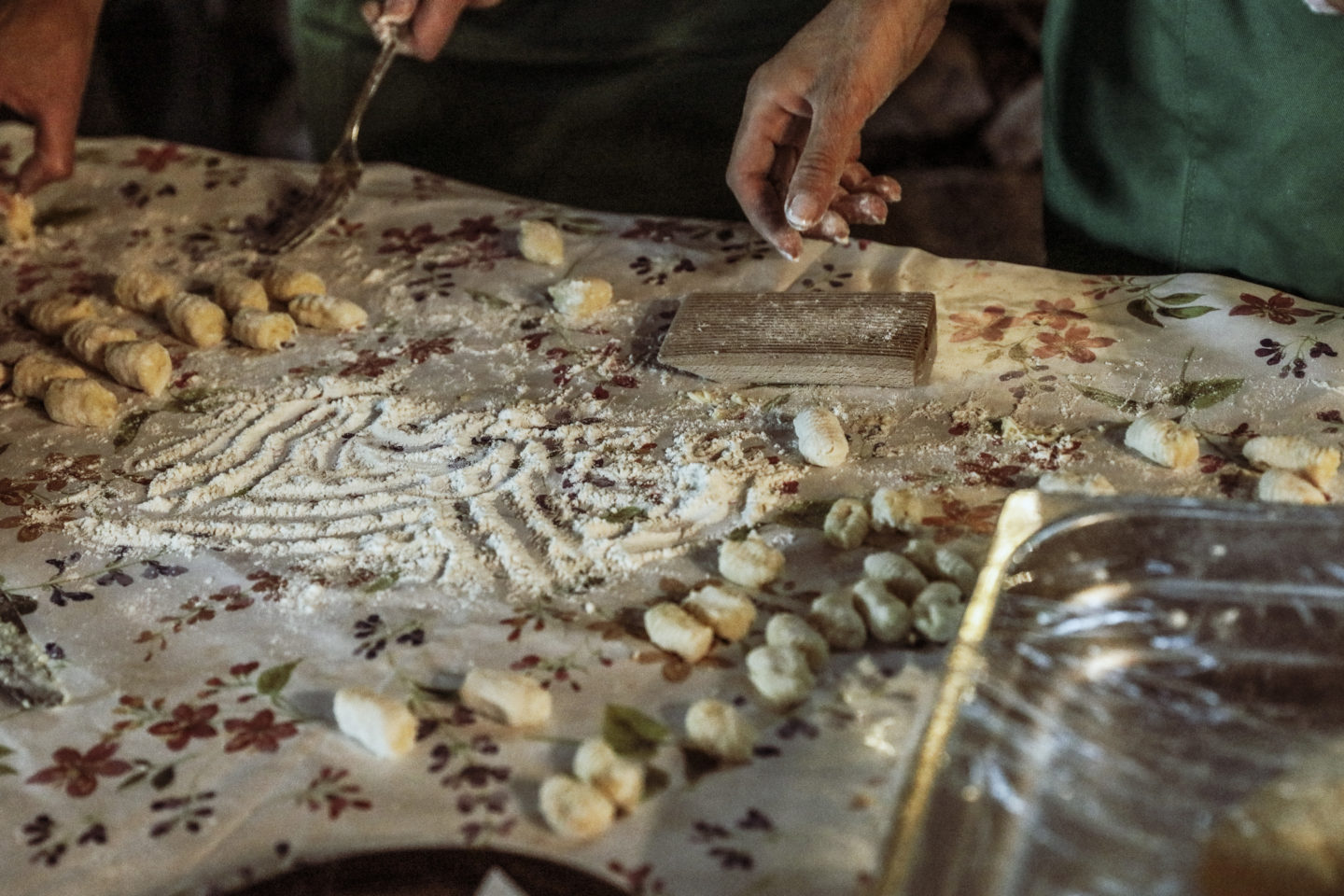 A close-up of the handmade gnocchi that guests made during the cooking class on the Amalfi Coast.