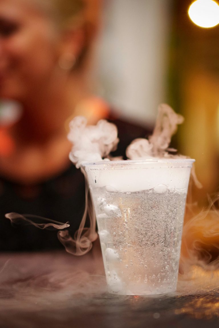 A drink with dry ice delights guests at an event in Berlin.