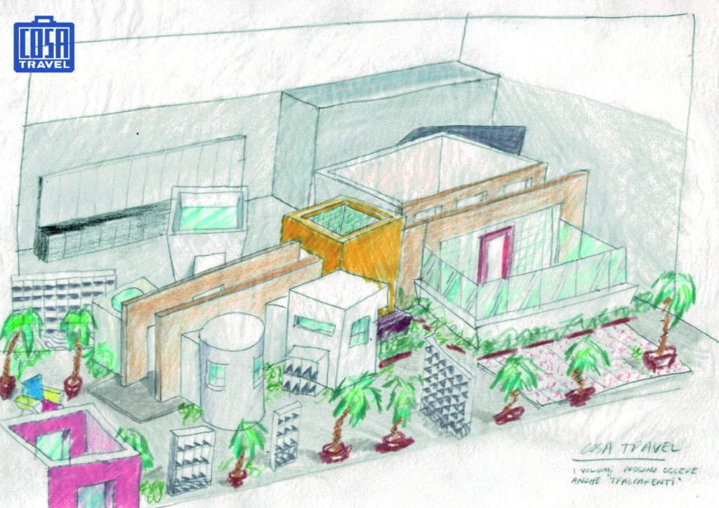 Office sketch by Ettore Sottsass of the Cosa office in Zurich