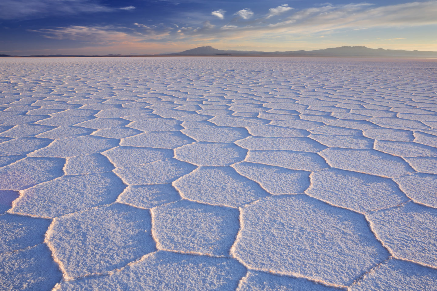 The mesmerizing pattern of salt crystals on the surface of the Salar de Uyuni