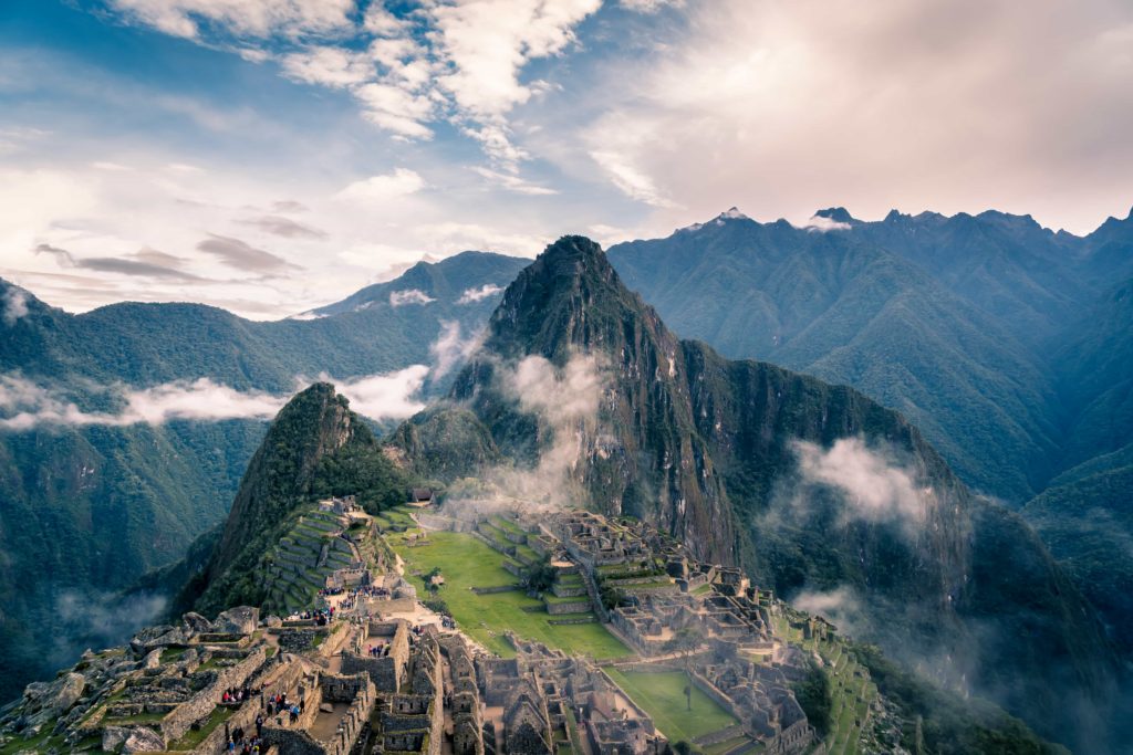 Panoramic view of Machu Picchu, showcasing ancient Incan ruins